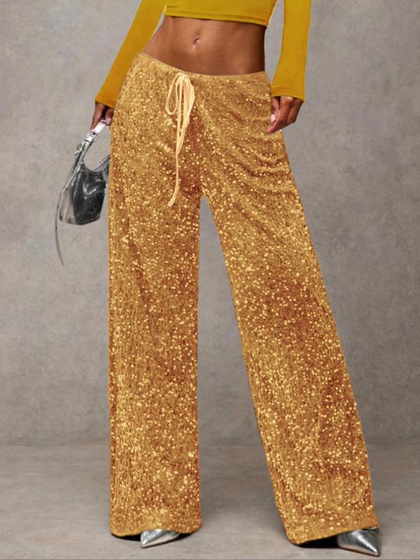 🖤 Black Friday Early Access: 50% OFF 🖤Women's Glitter Fashion Adjustable Drawstring Slimming Elastic Waist Straight-Leg Pants