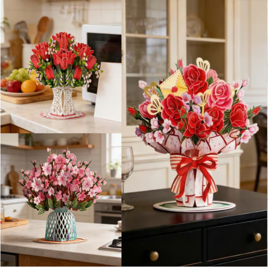 85 000+ SÅLDA! Forever-Blooming 3D Blomma Pop-Up Kort – Personligt Kärleksmeddelande & Evig Blomning