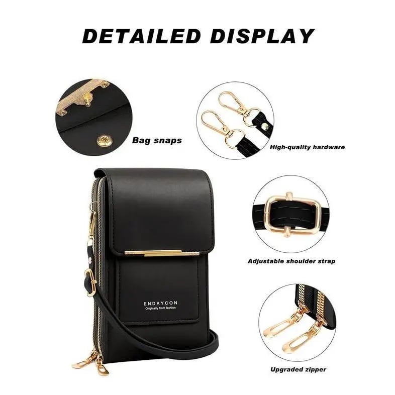 👜📱 Simple and elegant women's touchscreen crossbody phone wallet