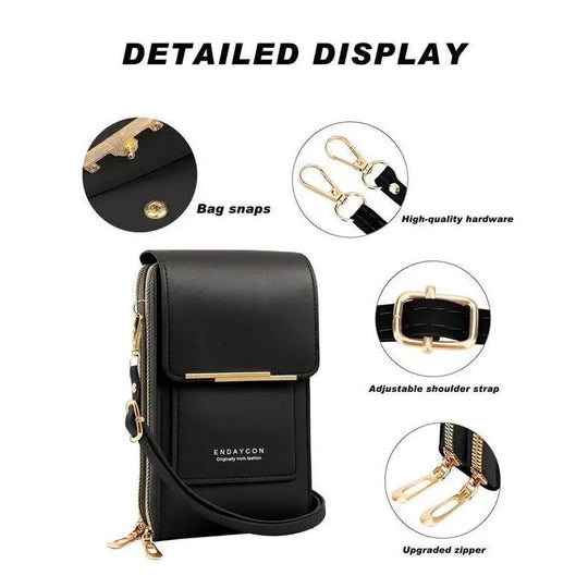 👜📱 Simple and elegant women's touchscreen crossbody phone wallet