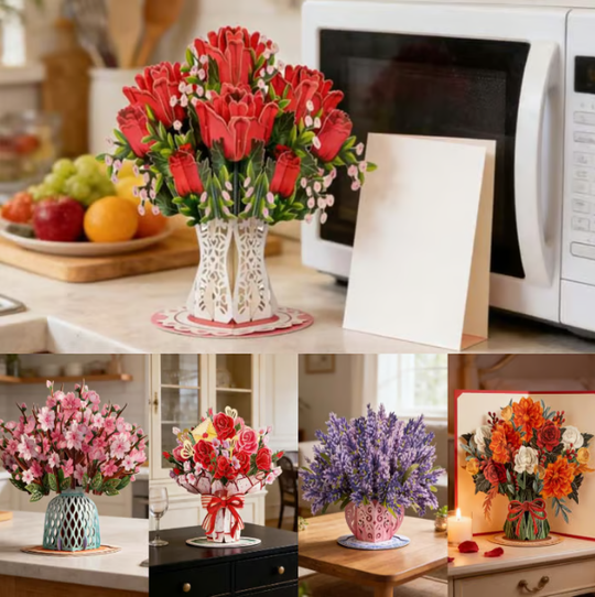 85 000+ SÅLDA! Forever-Blooming 3D Blomma Pop-Up Kort – Personligt Kärleksmeddelande & Evig Blomning