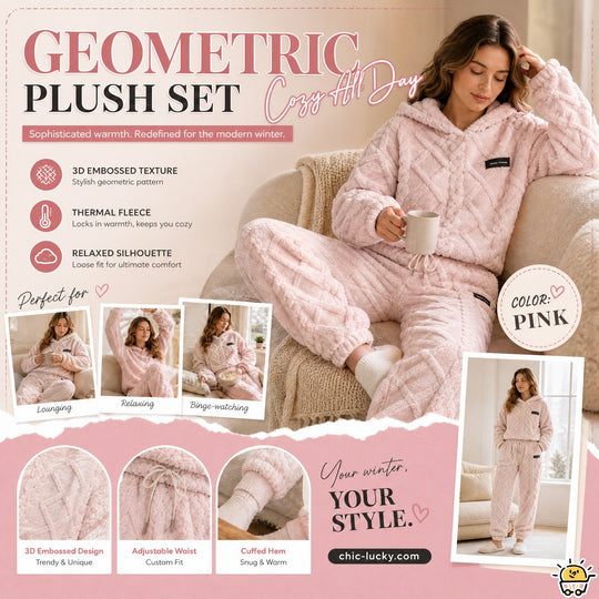 Embossed Geometric Plush Set – Timeless Comfort & Effortless Style For Every Occasion