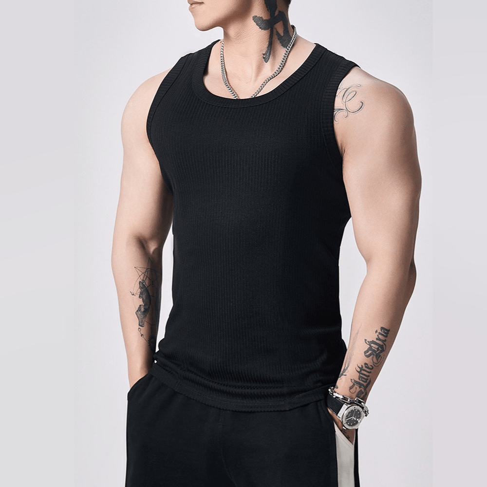 Men's  Wide Strap Ribbed Tank Top