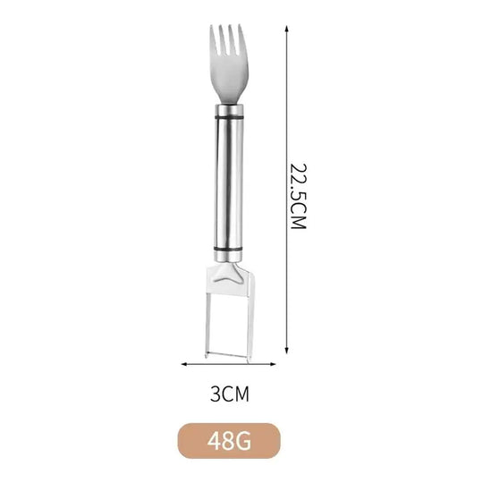 【2 Count】Watermelon Fork Slicer Cutter SlicerTool,2-in-1 Stainless Steel Fruit Cutter,Dual Head Fruit Forks Slicer Knife with Round Handle,Fruit Cutting Kitchen Utensils,Portable Modern,MirrorZone.smartliving