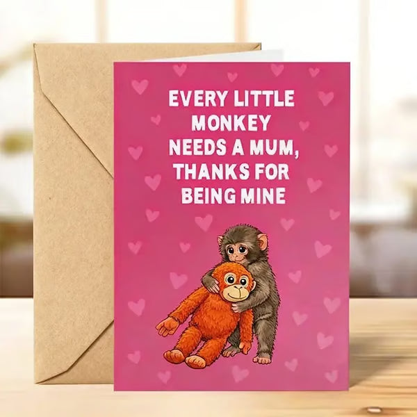 ❤️Punch the Monkey Cute Mother's Day Card A playful, heartfelt way to say "thank you" to the best mum in the jungle this Mother's Day!