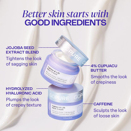 [GOPure službeno] Krema za vrat za zatezanje & Krema za učvršćivanje kože lica i tijela, kozmetičko sredstvo - klinički dokazano, sigurno & Čisto, Preporučeno od strane dermatologa, Nije testirano na životinjama