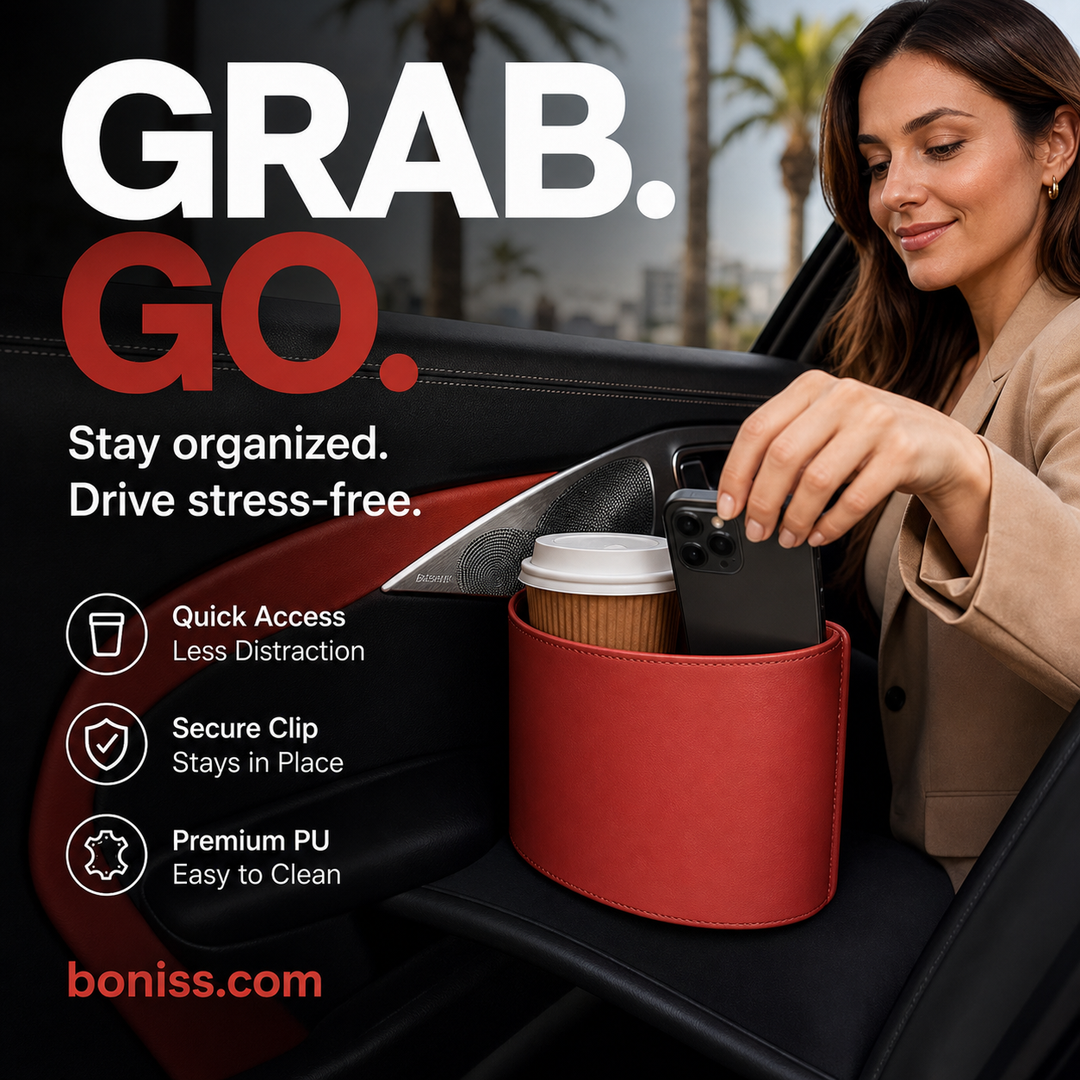 🥳2026 HOT SALE🥳💞50K+ SOLD!🚗🧺 53% OFF! Leather Car Door Cup Holder – Wide‑mouth opening, easy reach for drinks & phone. Clip‑on secure fit. PU leather, tough & stylish. 🛡️✨