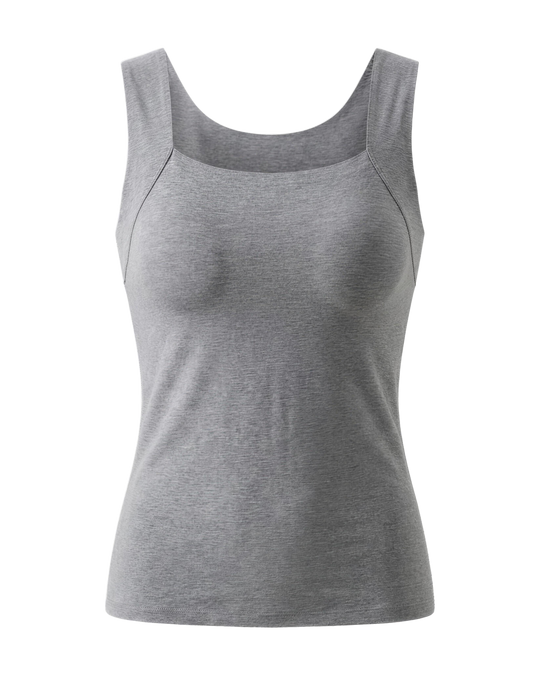 The Built-In Bra Tank in grey, front view