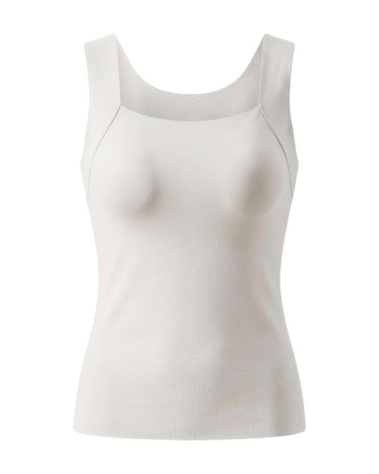The Built-In Bra Tank in white, front view