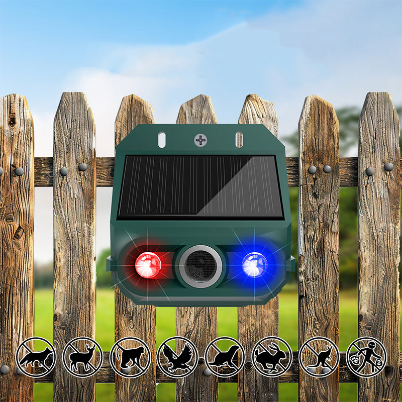 Solar Powered Animal Repeller – Ultrasonic + flashing light. Weatherproof, 24/7 protection. Keep pests away naturally. 🏡💚