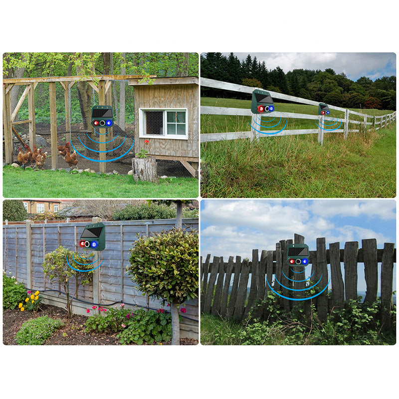 Solar Powered Animal Repeller – Ultrasonic + flashing light. Weatherproof, 24/7 protection. Keep pests away naturally. 🏡💚