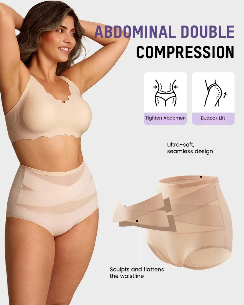 ✨Plus-Size High-Waist Cross Tummy Control Panties