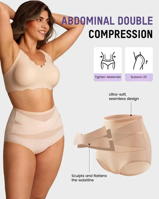 ✨Plus-Size High-Waist Cross Tummy Control Panties