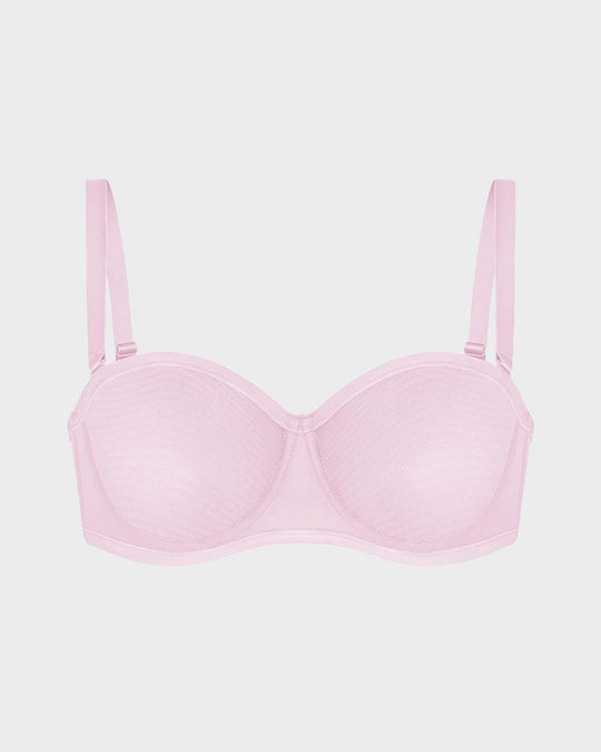 Strapless Mesh Underwire Balconette Bra
