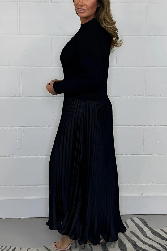 🔥Women's solid color Long Sleeve Jumper & Pleated Bottom Dress