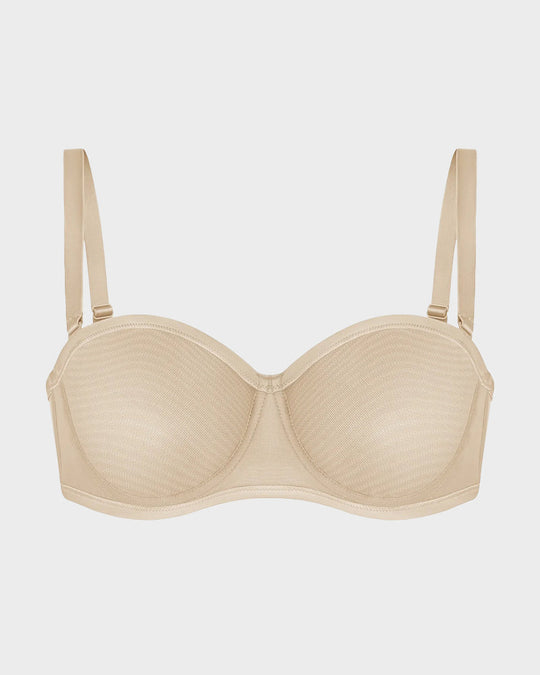 Strapless Mesh Underwire Balconette Bra