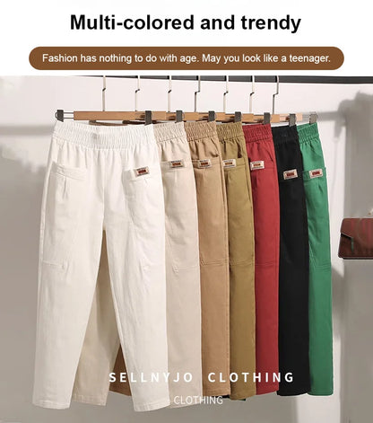 🔥BUY 2 FREE SHIPPING🔥Women's Elastic Waist Cotton Trousers