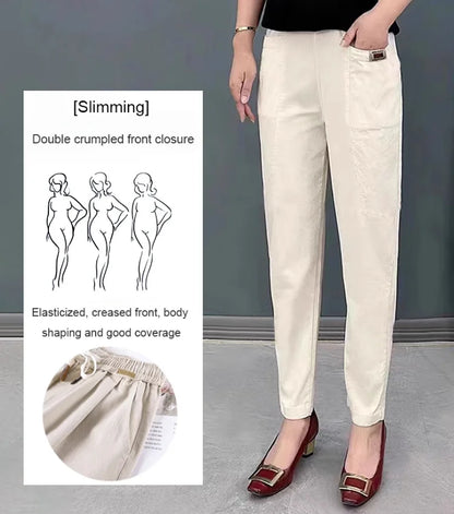 🔥BUY 2 FREE SHIPPING🔥Women's Elastic Waist Cotton Trousers