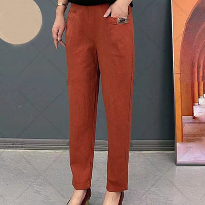 🔥BUY 2 FREE SHIPPING🔥Women's Elastic Waist Cotton Trousers