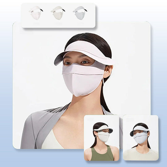 🔥Cumpără 1 Primești 1 Gratuit🔥Pălărie de protecție solară din mătase mată pentru față întreagă