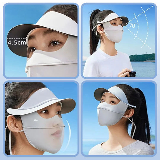 🔥Cumpără 1 Primești 1 Gratuit🔥Pălărie de protecție solară din mătase mată pentru față întreagă