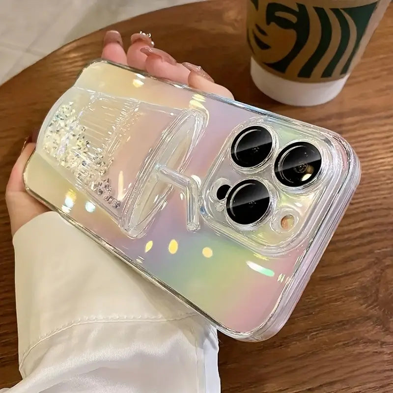 3D Bling Quicksand Juice Bottle Gradient Phone Case