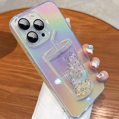 3D Bling Quicksand Juice Bottle Gradient Phone Case