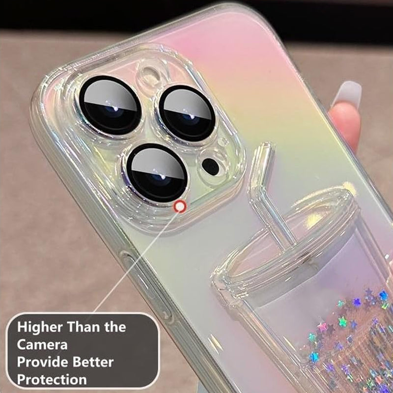 3D Bling Quicksand Juice Bottle Gradient Phone Case