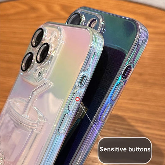 3D Bling Quicksand Juice Bottle Gradient Phone Case