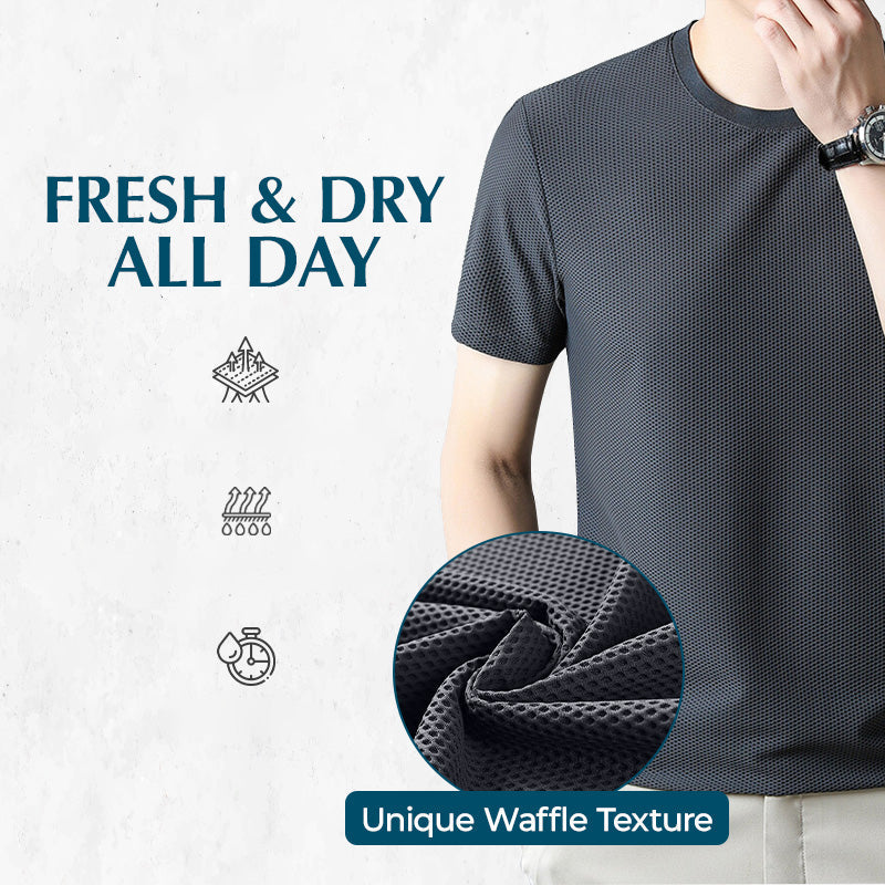 🔥Summer Sale🔥Breathable Solid Color Short Sleeve Waffle T-Shirt