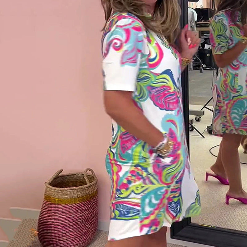 🌷Limited Time Offer 50% OFF💞Women Colorful Printed V-Neck Dress