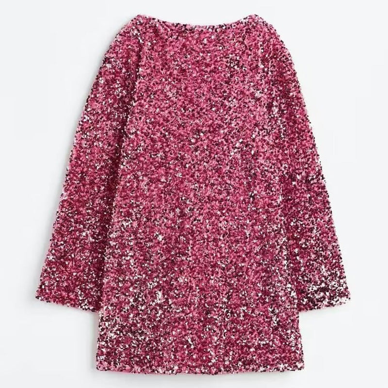 🖤Black Friday-uitverkoop: 50% KORTING🖤Dans de hele nacht pailletten op de rug, strik en losse mini-jurk