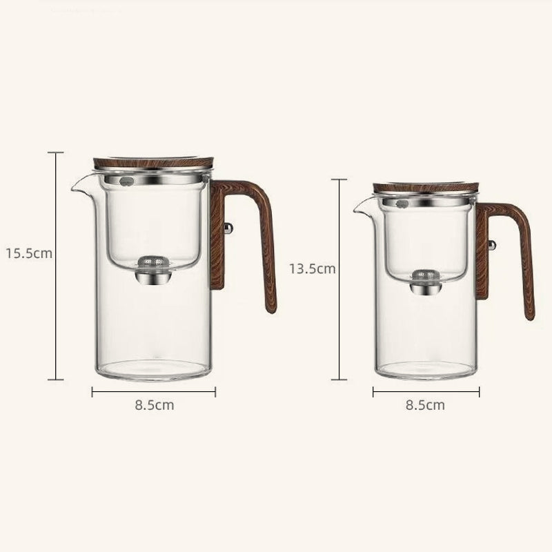 🔥Hot Sale🔥Water Separation Glass Teapot with Wooden Handle