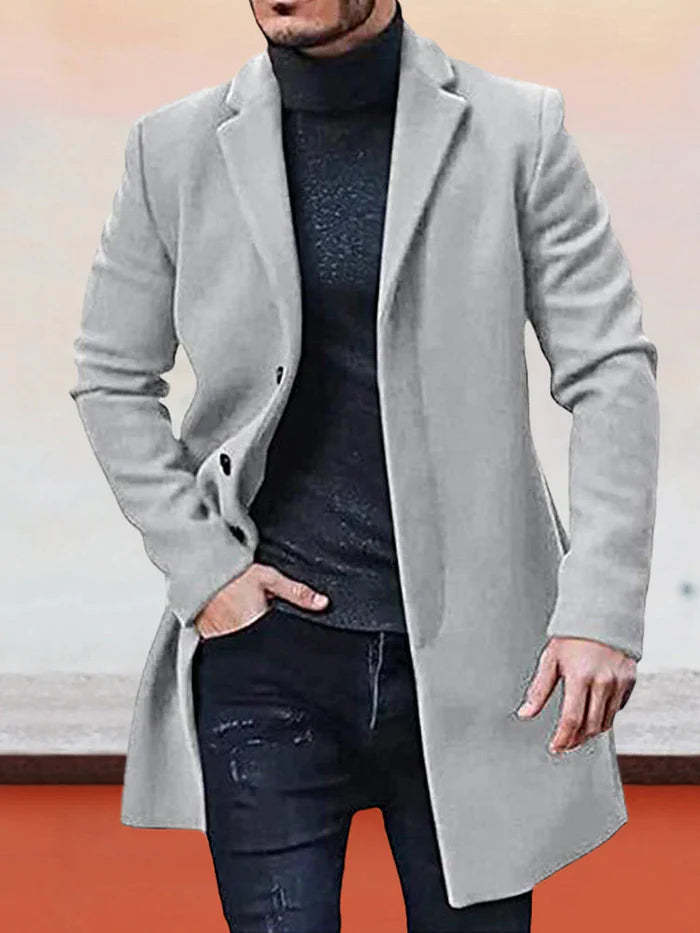 👔 Men's Classic Single Row Buckle Solid Color Jacket - Timeless Daily Essential