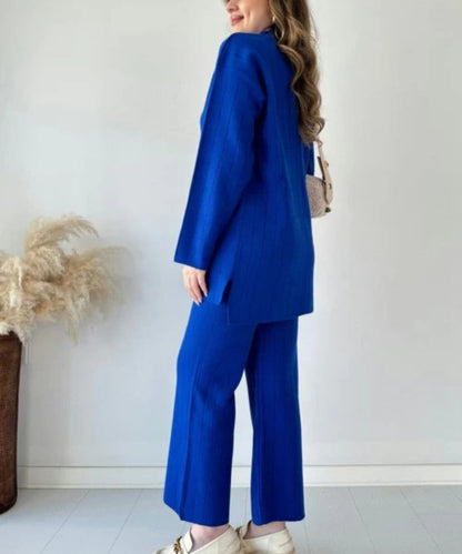 Casual Fashion Solid Color Sweater Two -piece Suit