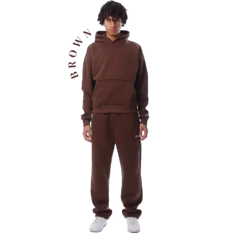 Unisex Solid Color Oversized Hoodies & Sweatpants Set