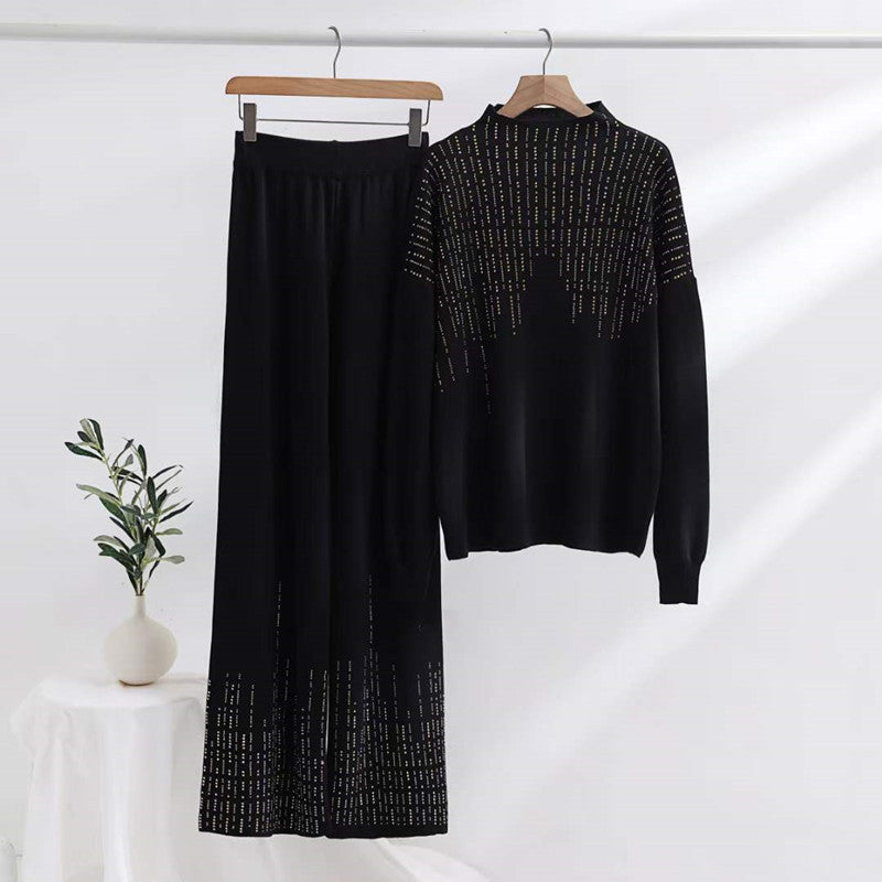 ✨Novi dolasci✨Ležeran pleteni set od 2 dijela s ukrasom od cirkona