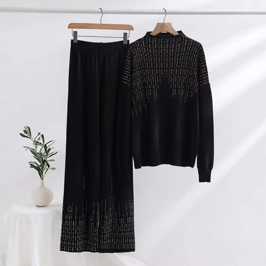 ✨Novi dolasci✨Ležeran pleteni set od 2 dijela s ukrasom od cirkona