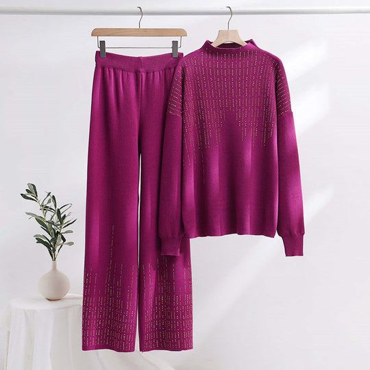 ✨Novi dolasci✨Ležeran pleteni set od 2 dijela s ukrasom od cirkona