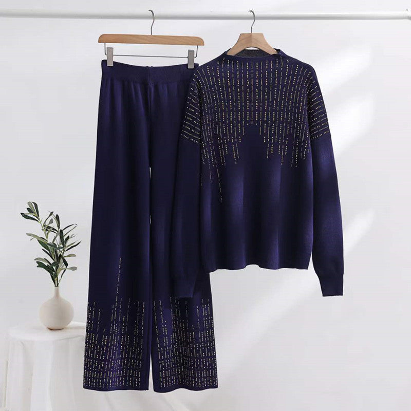 ✨Novi dolasci✨Ležeran pleteni set od 2 dijela s ukrasom od cirkona