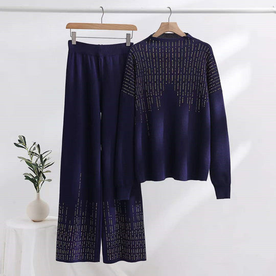 ✨Novi dolasci✨Ležeran pleteni set od 2 dijela s ukrasom od cirkona