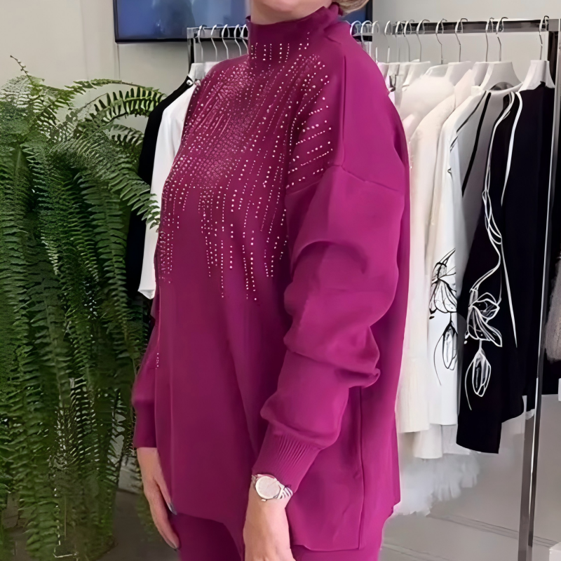 ✨Novi dolasci✨Ležeran pleteni set od 2 dijela s ukrasom od cirkona