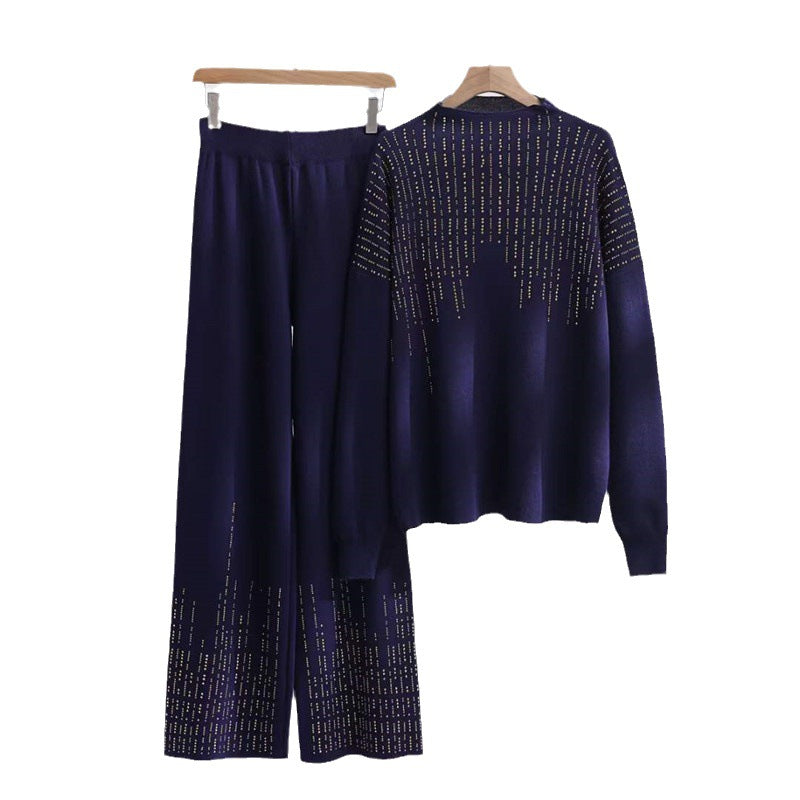 ✨Novi dolasci✨Ležeran pleteni set od 2 dijela s ukrasom od cirkona