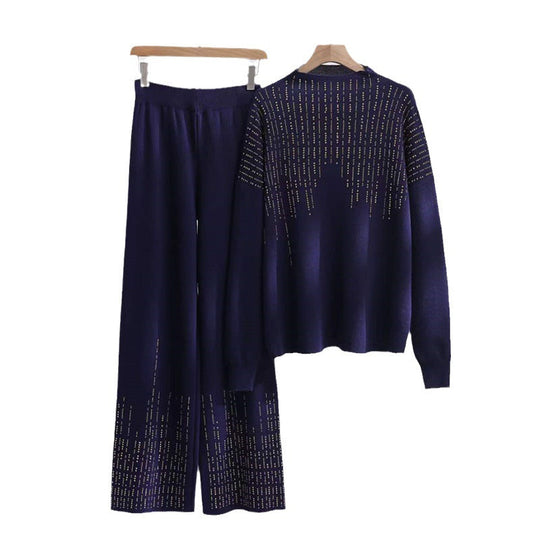 ✨Novi dolasci✨Ležeran pleteni set od 2 dijela s ukrasom od cirkona