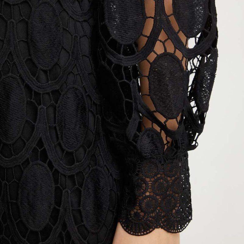 Romantic, Sensual and Elegant Crochet Lace Lantern Sleeve Party Midi Dress