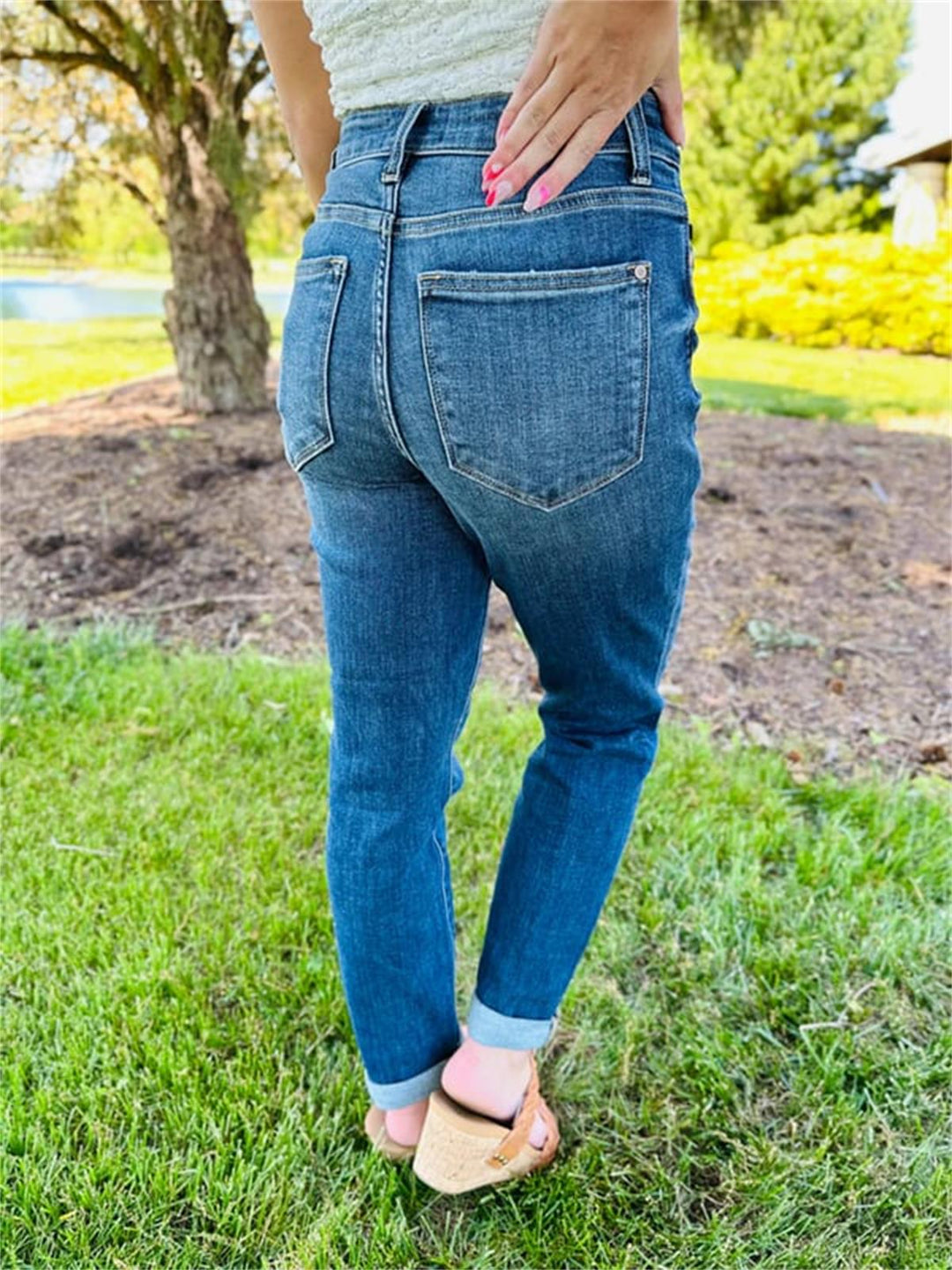 💗Hot Promotion 50% Off💗Tummy Control Cuffed Slim Fit Jeans