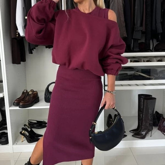 🍁Fall Specials 50% Off💃Women's Sweatshirt & Sleeveless Dress 2-Piece Set