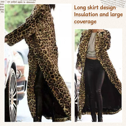 Be Free Velvet Leopard Print Long Sleeve Loose Midi Trench Coat