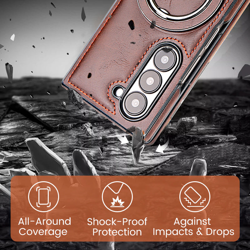 Prémiové PU kožené magnetické pouzdro se stojánkem pro Samsung Z Fold 3/4/5/6