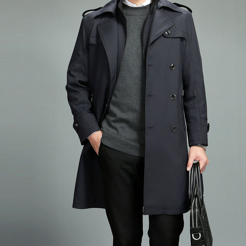 🖤Black Friday Sale:50% OFF🖤Men's Casual Zippered Lapel Trench Coat with Detachable Liner